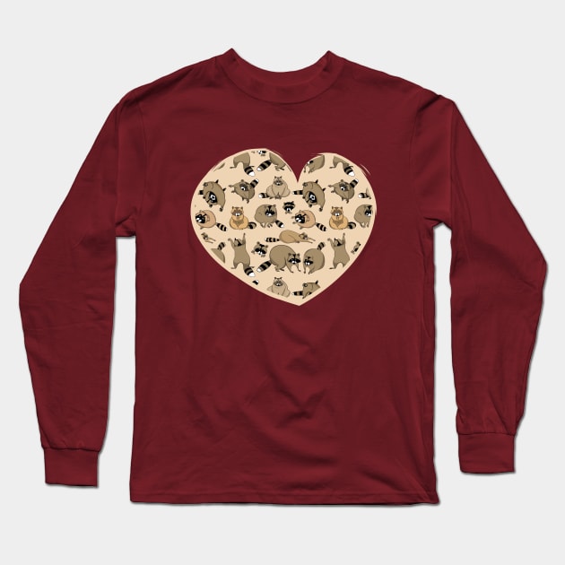 Raccoon heart Long Sleeve T-Shirt by kdegtiareva